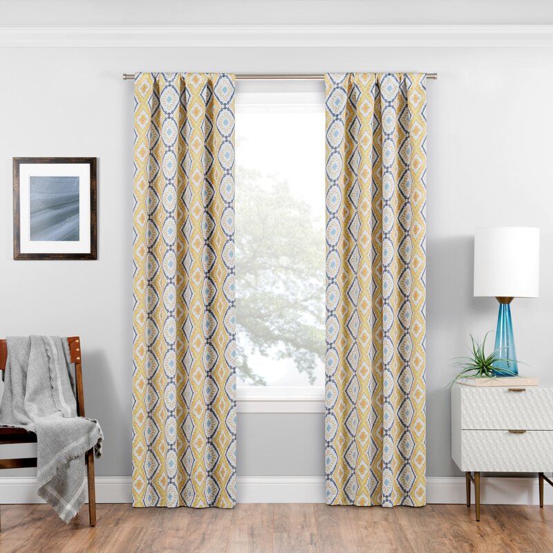 Nicholls Geometric Blackout Thermal Rod Pocket Single Curtain Panel With Regard To Single Curtain Panels (View 20 of 25)