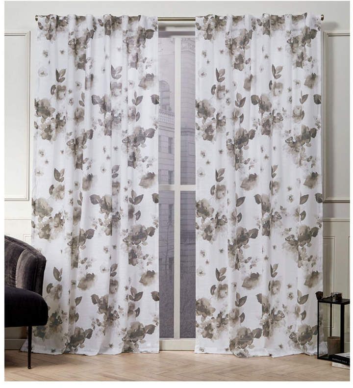 Nicole Miller Kristy Floral Cotton Hidden Tab Top 50 X 96 For Andorra Watercolor Floral Textured Sheer Single Curtain Panels (View 9 of 25)