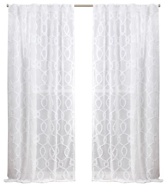 Nicole Miller Soft Trellis Hidden Tab Top Curtain Panel Pair, White, 54X96 Regarding Ruffle Diamond Curtain Panel Pairs (View 9 of 25)