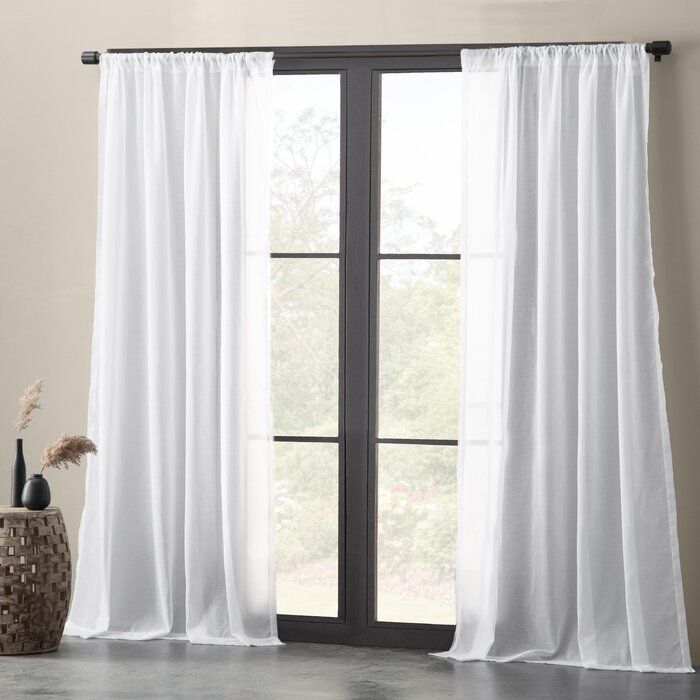 Nolan Cotton Blend Textured Weave Solid Sheer Rod Pocket Single Curtain  Panel Inside Solid Cotton Curtain Panels (View 6 of 25)