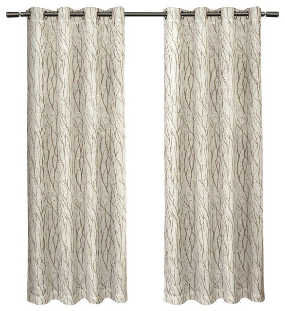 Oakdale Textured Motif Grommet Top Window Curtain Panel Pair, Taupe, 54" X  84" For Thermal Textured Linen Grommet Top Curtain Panel Pairs (View 9 of 24)