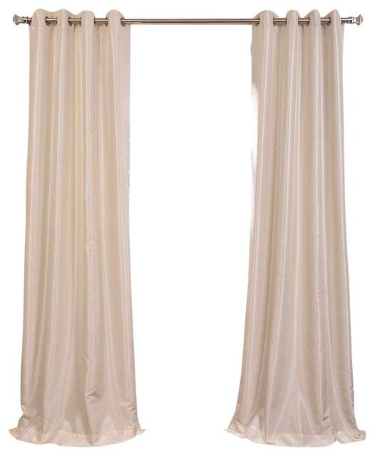 Off White Grommet Blackout Vintage Fauxsilk Dupioni Single Panel, 50"x108" Within Off White Vintage Faux Textured Silk Curtains (View 11 of 25)