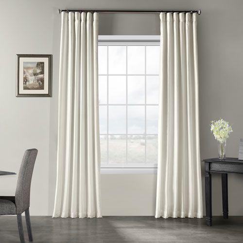Off White Vintage Textured Faux Dupioni Silk Single Panel Curtain, 50 X 108 Regarding Storm Grey Vintage Faux Textured Dupioni Single Silk Curtain Panels (View 6 of 25)
