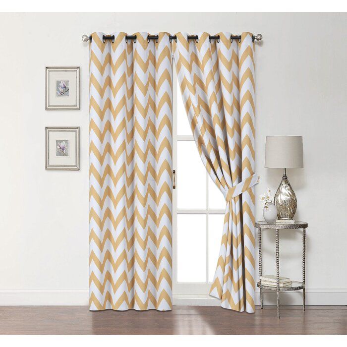 Ojas Top Window Chevron Blackout Thermal Grommet Curtain Panels With Chevron Blackout Grommet Curtain Panels (View 7 of 25)