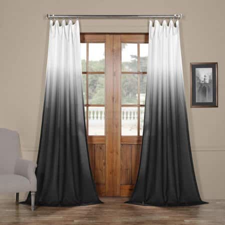 Ombre Black Faux Linen Sheer Curtain – E Stim Bicable Is With Regard To Montpellier Striped Linen Sheer Curtains (View 19 of 25)