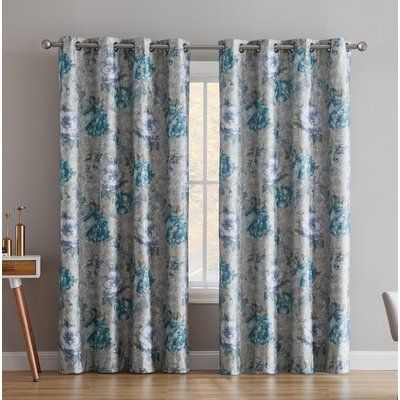 One Allium Way Enzo Floral/flower Max Blackout Thermal Inside Embossed Thermal Weaved Blackout Grommet Drapery Curtains (View 13 of 25)