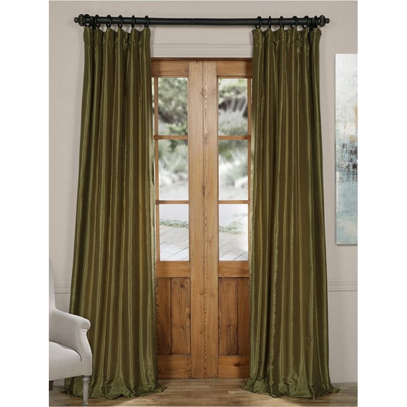 Oregano Green Vintage Textured Faux Dupioni Silk Curtain –  Curtain Drapery Inside Ice White Vintage Faux Textured Silk Curtain Panels (View 13 of 25)