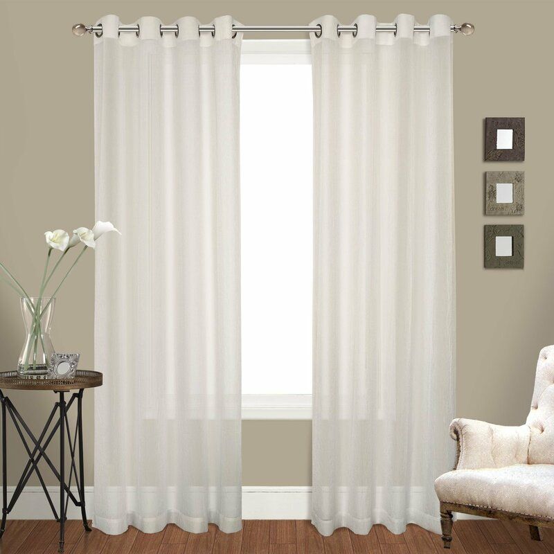 Ortley Crushed Voile Solid Sheer Grommet Curtain Panel Pair For Curtain Panel Pairs (View 9 of 20)