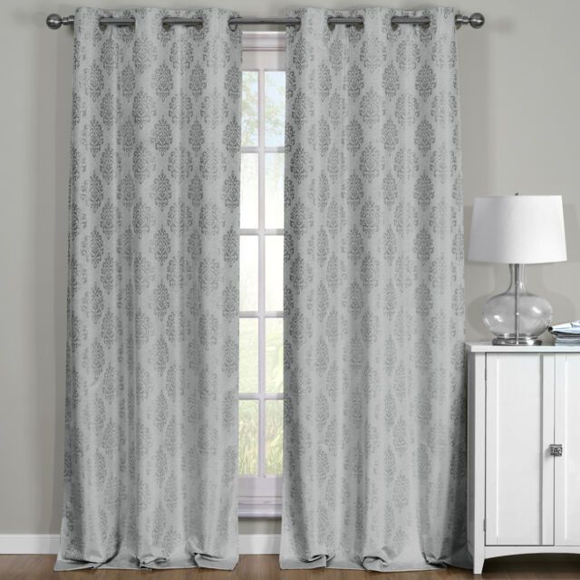 Paisley Blackout Jacquard Textured Thermal Insulated Grommet Top Curtain  (Pair) Pertaining To Grommet Top Thermal Insulated Blackout Curtain Panel Pairs (View 1 of 25)