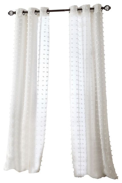 Payton Grommet Sheer Curtain Panel Pair, White, 37"x84" Throughout Tassels Applique Sheer Rod Pocket Top Curtain Panel Pairs (View 6 of 25)