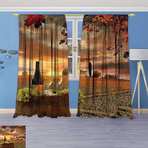 Philiphome Embossed Thermal Weaved Grommet Blackout Curtains Collection  White Wine With Barrel On Vineyard At Sunset In Chianti Tuscany Italy  Blocks Within Tuscan Thermal Backed Blackout Curtain Panel Pairs (View 15 of 25)