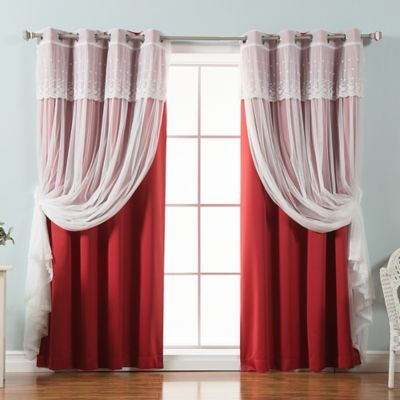Pin On Products Regarding Tulle Sheer With Attached Valance And Blackout 4 Piece Curtain Panel Pairs (View 4 of 25)