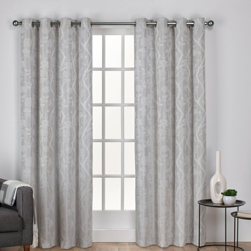 Pittsfield Floral/flower Room Darkening Grommet Curtain Panels Throughout Oakdale Textured Linen Sheer Grommet Top Curtain Panel Pairs (View 21 of 27)