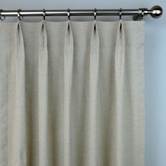 Plain Natural Oatmeal Linen Solid Curtains – Pinch Pleat Pertaining To Solid Cotton Pleated Curtains (View 2 of 25)