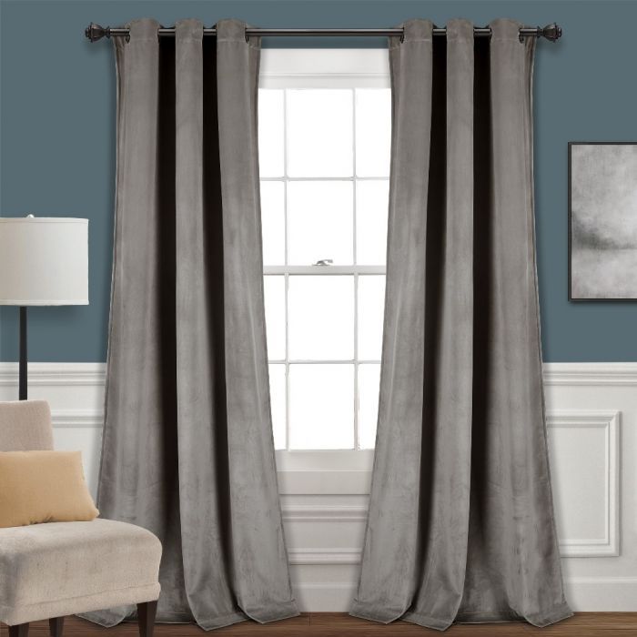Prima Velvet Solid Room Darkening Window Curtain Panels Gray 38X108 Set –  Half Moon 16T004334 Pertaining To Velvet Solid Room Darkening Window Curtain Panel Sets (View 1 of 25)