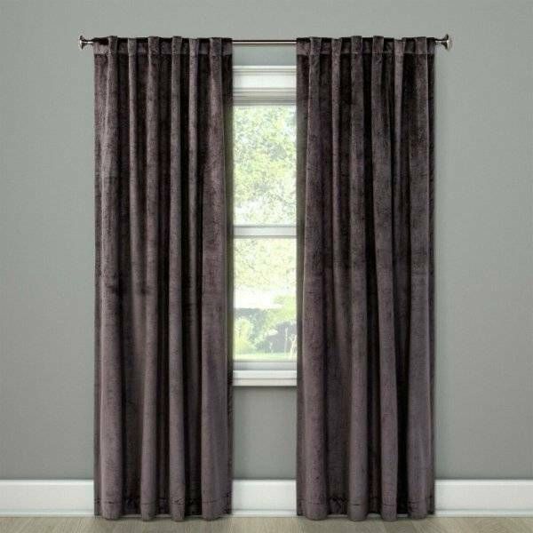 Project 62 Room Darkening Charcoal Gray Velvet 54" X 84" Curtain Panel Within Velvet Solid Room Darkening Window Curtain Panel Sets (View 16 of 25)