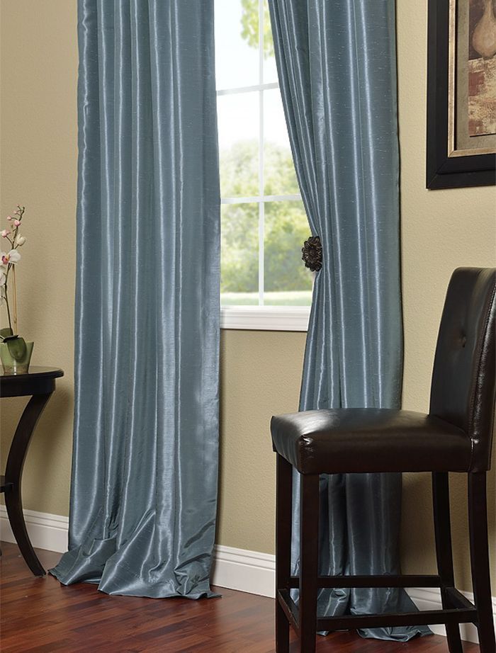 Provencial Blue Vintage Textured Faux Dupioni Silk Curtains Pertaining To Vintage Textured Faux Dupioni Silk Curtain Panels (View 6 of 25)