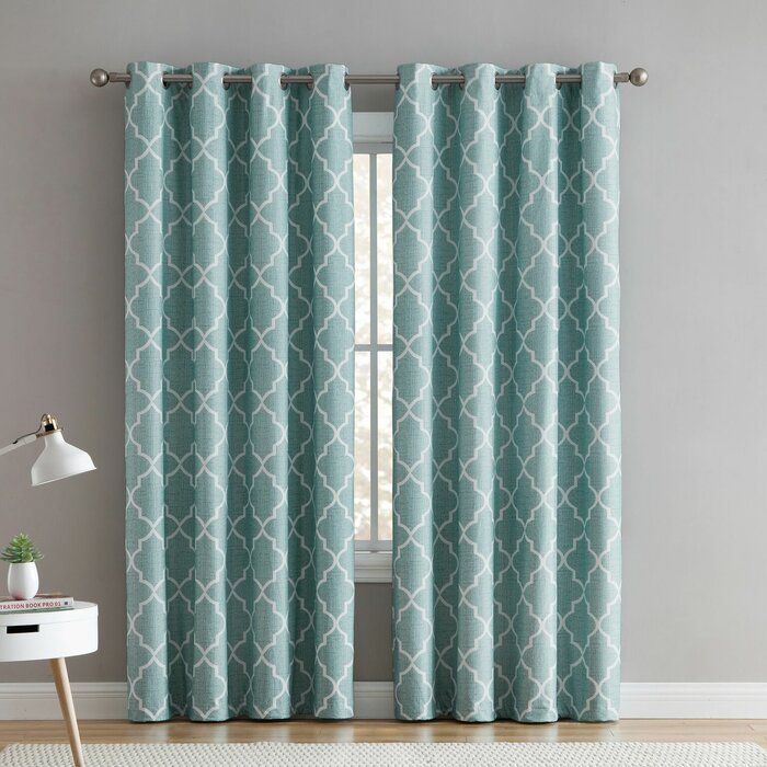 Puma Geometric Blackout Thermal Grommet Curtain Panels Within Geometric Print Textured Thermal Insulated Grommet Curtain Panels (View 11 of 25)