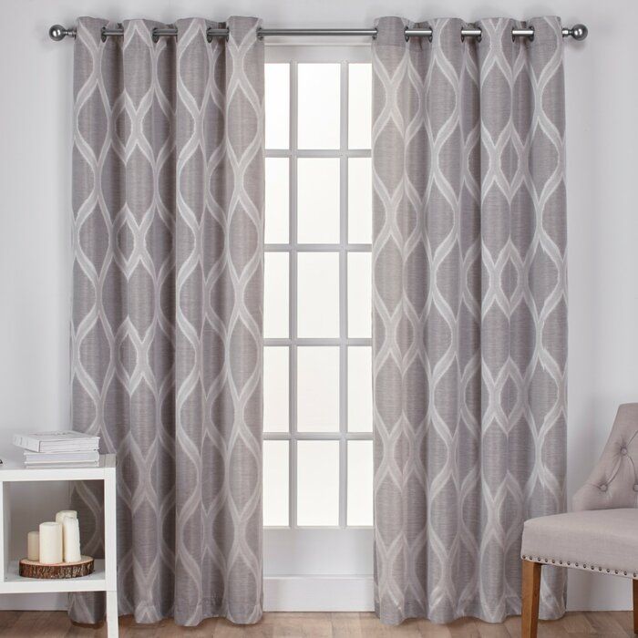 Quinton Geometric Semi Sheer Grommet Curtain Panels With Geometric Linen Room Darkening Window Curtains (View 5 of 25)