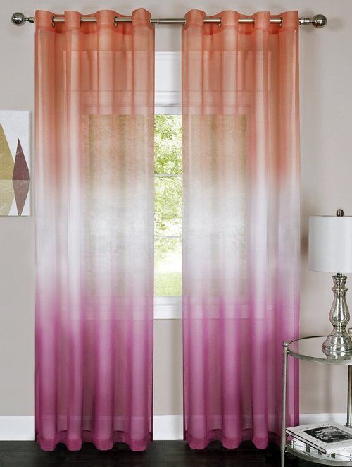 Rainbow Ombre Printed Grommet Sheer Curtain Panel (Light Pertaining To Ombre Faux Linen Semi Sheer Curtains (View 14 of 25)