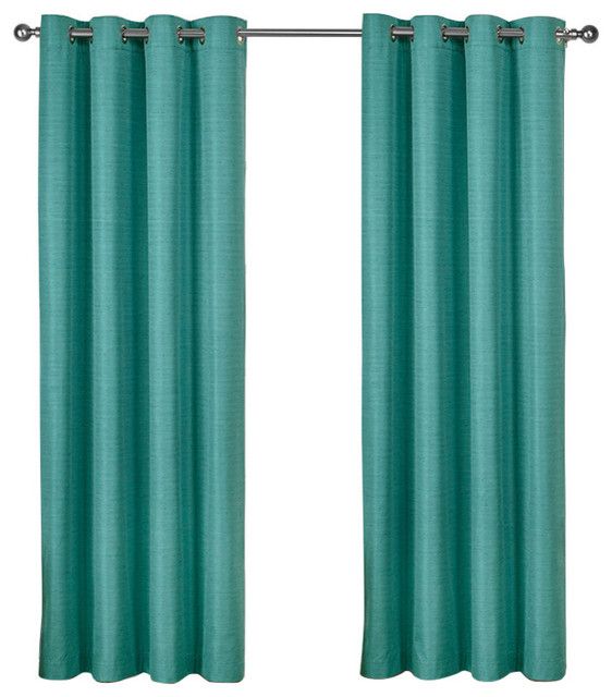 Raw Silk Thermal Room Darkening Window Curtain Panel Pair, 52X108, Teal Within Thermal Textured Linen Grommet Top Curtain Panel Pairs (View 17 of 24)