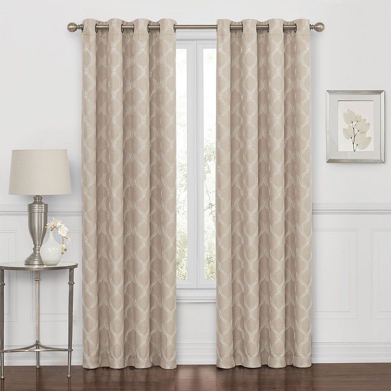 Regal Home Collections Embroidered Geometric 100% Blackout Throughout Davis Patio Grommet Top Single Curtain Panels (View 3 of 25)