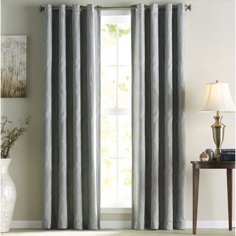Rumsey Geometric Blackout Thermal Grommet Curtain Panel Inside Luxury Collection Faux Leather Blackout Single Curtain Panels (View 13 of 25)