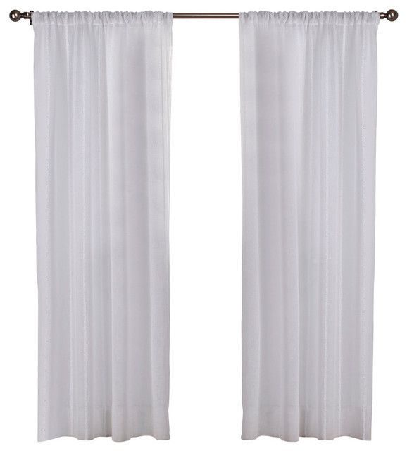 Santos Stripe Sheer Rod Pocket Curtains, 54"x84", White, Set Of 2 Intended For Belgian Sheer Window Curtain Panel Pairs With Rod Pocket (View 8 of 25)