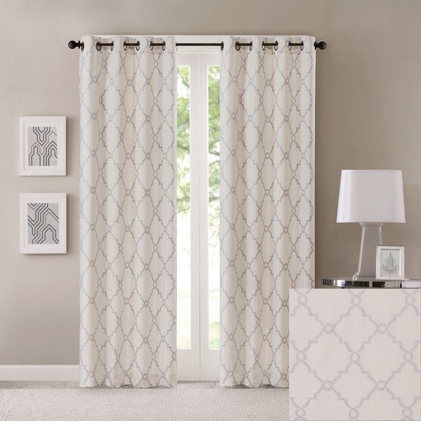 Saratoga Eyelet Room Darkening Curtains | Lounge | Curtains With Regard To Essentials Almaden Fretwork Printed Grommet Top Curtain Panel Pairs (View 22 of 25)