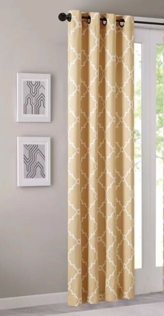 Saratoga Fretwork Print Window Curtain Yellow 84' Panel With Fretwork Print Pattern Single Curtain Panels (View 16 of 25)