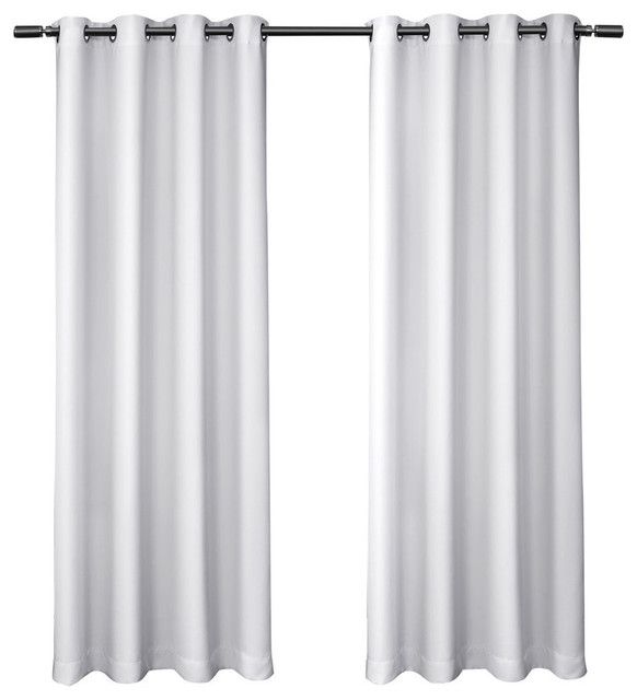 Sateen Blackout Kids Grommet Top Window Curtain Panel Pair, White, 52" X63" With Regard To Antique Silver Grommet Top Thermal Insulated Blackout Curtain Panel Pairs (View 9 of 25)