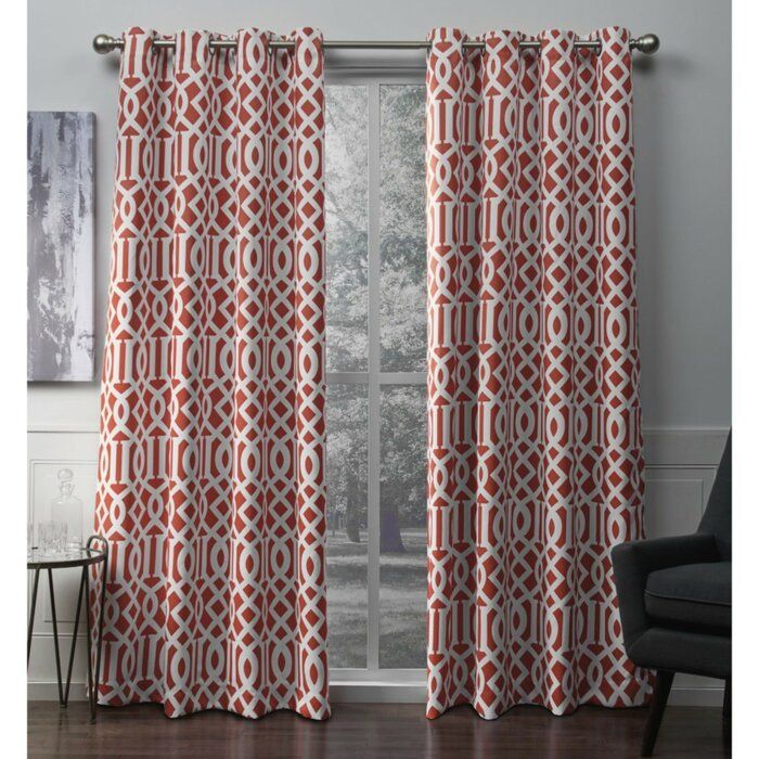 Scrollwork Geometric Blackout Thermal Grommet Curtain Panels Pertaining To Geometric Print Textured Thermal Insulated Grommet Curtain Panels (View 2 of 25)