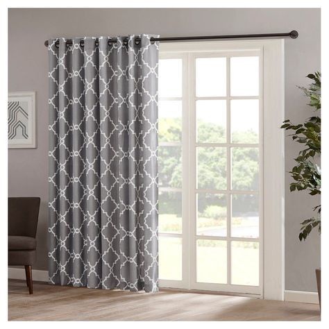 Sereno Fretwork Print Patio Curtain Panel Grey (100X84 In Fretwork Print Pattern Single Curtain Panels (View 1 of 25)