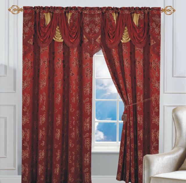 Set Of 2 Elegant Comfort Penelopie Jacquard Look Curtain Panel, Burgundy Pertaining To Elegant Comfort Luxury Penelopie Jacquard Window Curtain Panel Pairs (View 13 of 25)