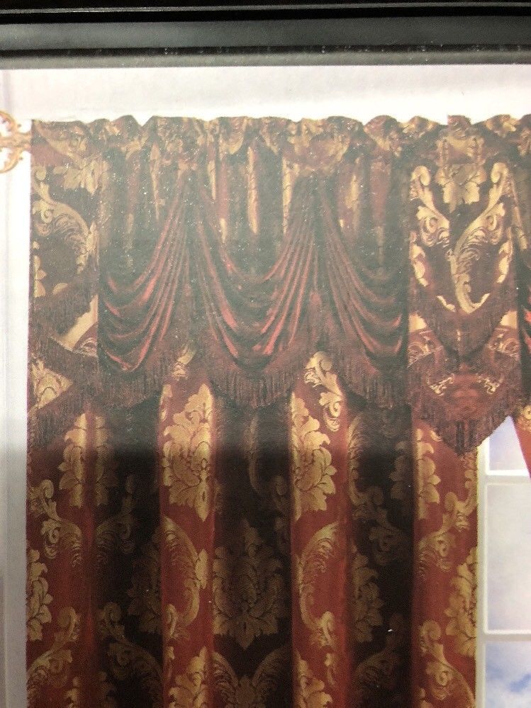 Set Of 2 Elegant Comfort Penelopie Jacquard Look Curtain Panel, Burgundy With Regard To Elegant Comfort Luxury Penelopie Jacquard Window Curtain Panel Pairs (View 20 of 25)