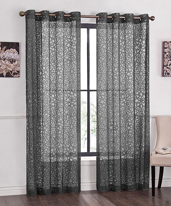 Sheer Grey Curtains On Zulily #curtainsideasikea Pertaining To Sunsmart Dahlia Paisley Printed Total Blackout Single Window Curtain Panels (View 24 of 25)