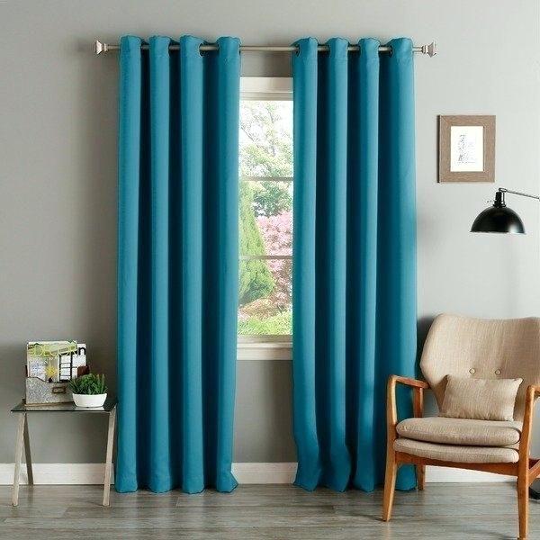 Shop Aurora Home Teal Grommet Top Thermal Insulated Blackout With Insulated Grommet Blackout Curtain Panel Pairs (View 15 of 25)