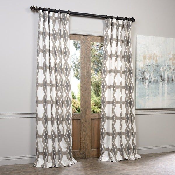 Shop Exclusive Fabrics Sorong Grey Printed Cotton Pole For Sarong Grey Printed Cotton Pole Pocket Single Curtain Panels (View 1 of 25)