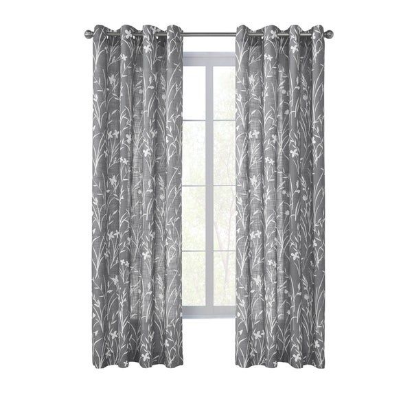 Shop The Gray Barn Cattail Hollow Floral Print Linen Curtain For Miranda Haus Labrea Damask Jacquard Grommet Curtain Panels (View 4 of 12)