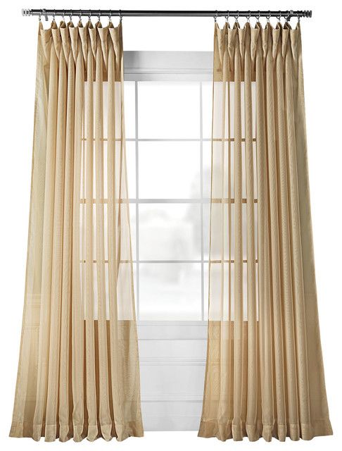 Signature Extra Wide Soft Tan Sheer Curtain Single Panel, 100W X 84L With Regard To Signature Extrawide Double Layer Sheer Curtain Panels (View 12 of 25)