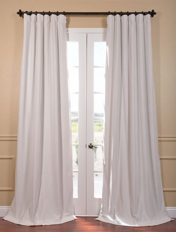 Signature Off White Blackout Velvet Curtain | Home | Velvet In Signature Ivory Velvet Blackout Single Curtain Panels (View 3 of 25)