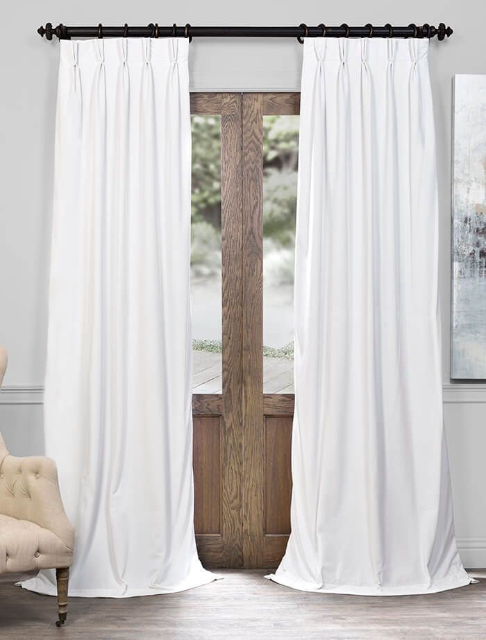 Signature Off White Pleated Blackout Velvet Curtain With Regard To Signature Pinch Pleated Blackout Solid Velvet Curtain Panels (View 10 of 25)