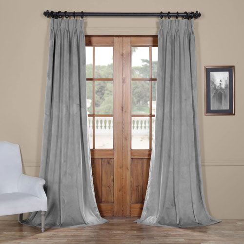Signature Silver Gray 25 X 108 Inch Signature French Pleated Blackout  Velvet Curtain In Signature Blackout Velvet Curtains (View 21 of 25)