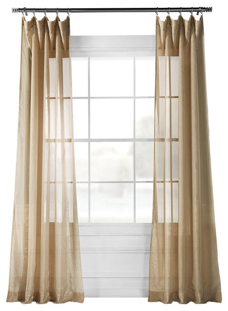 Signature Soft Tan Sheer Curtain Single Panel, 50W X 96L For Signature White Double Layer Sheer Curtain Panels (View 6 of 25)