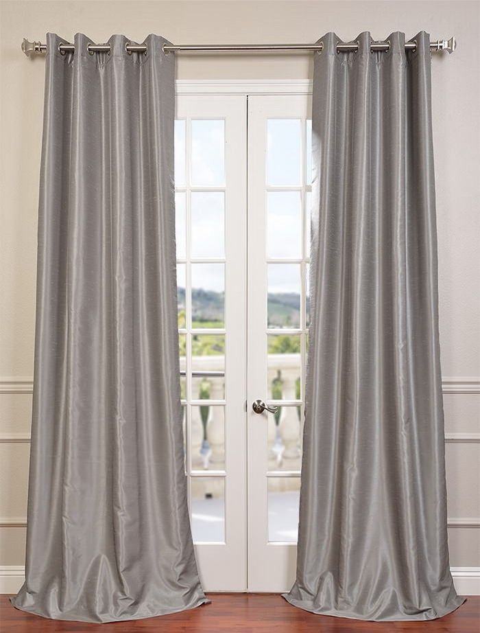 Silver Grommet Blackout Vintage Textured Faux Dupioni Silk Curtain –  Curtain Drapery Intended For Silver Vintage Faux Textured Silk Curtain Panels (View 7 of 25)