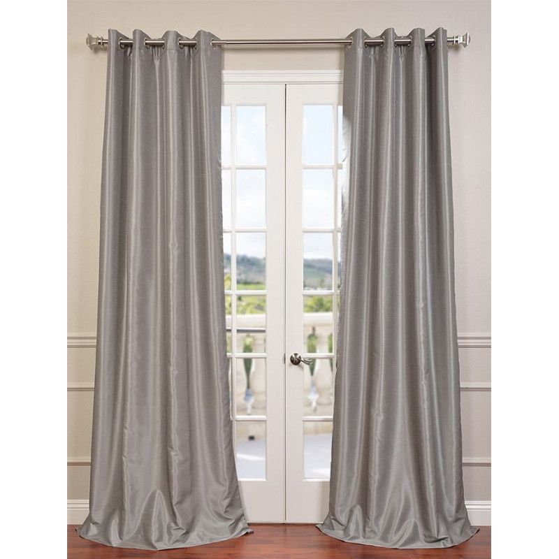 Silver Grommet Blackout Vintage Textured Faux Dupioni Silk Curtain –  Curtain Drapery With Regard To Off White Vintage Faux Textured Silk Curtains (View 18 of 25)