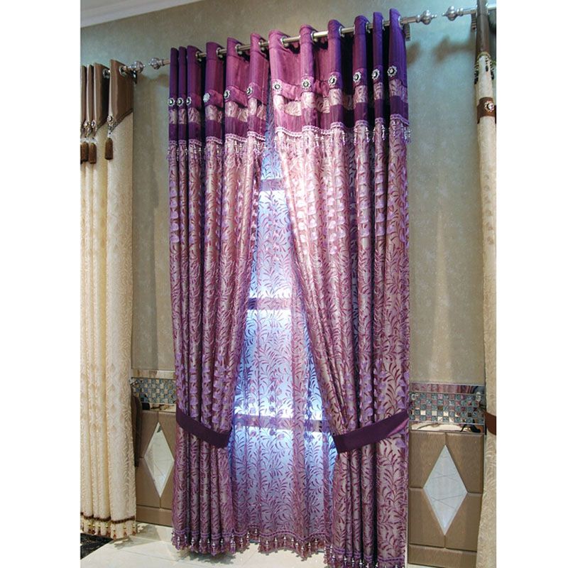 Simple Style Embroidery Floral/leaf Purple Faux Silk Curtains Intended For Ofloral Embroidered Faux Silk Window Curtain Panels (View 22 of 25)