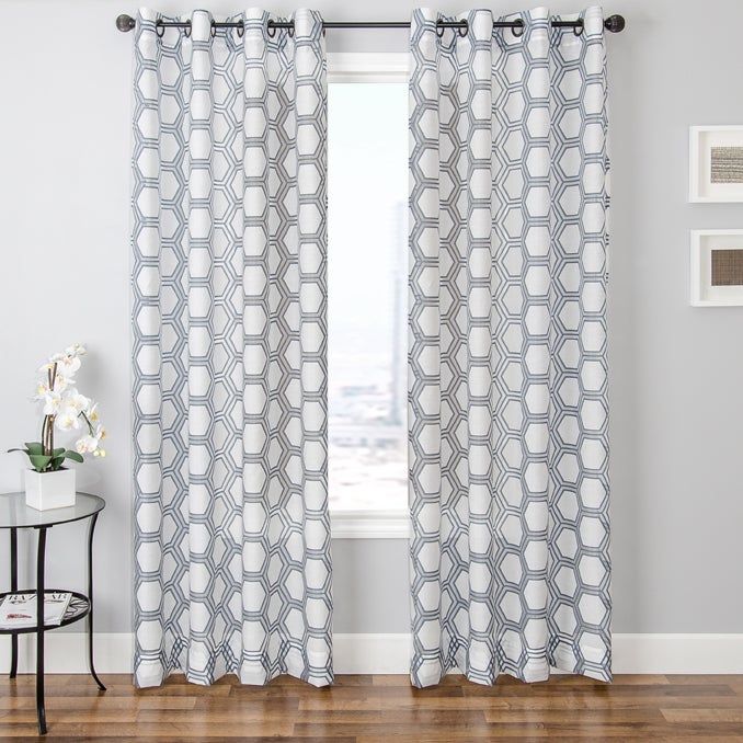 Softline Andres Burnout Sheer Geometric Curtain Panel With Laya Fretwork Burnout Sheer Curtain Panels (View 21 of 25)