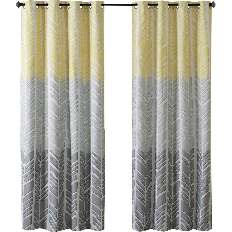 Stansel Chevron Max Blackout Grommet Single Curtain Panel Within Single Curtain Panels (View 21 of 25)