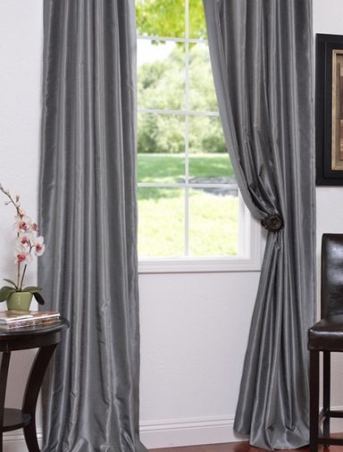 Storm Grey Textured Vintage Faux Dupioni Silk Curtain | For For Storm Grey Vintage Faux Textured Dupioni Single Silk Curtain Panels (View 7 of 25)
